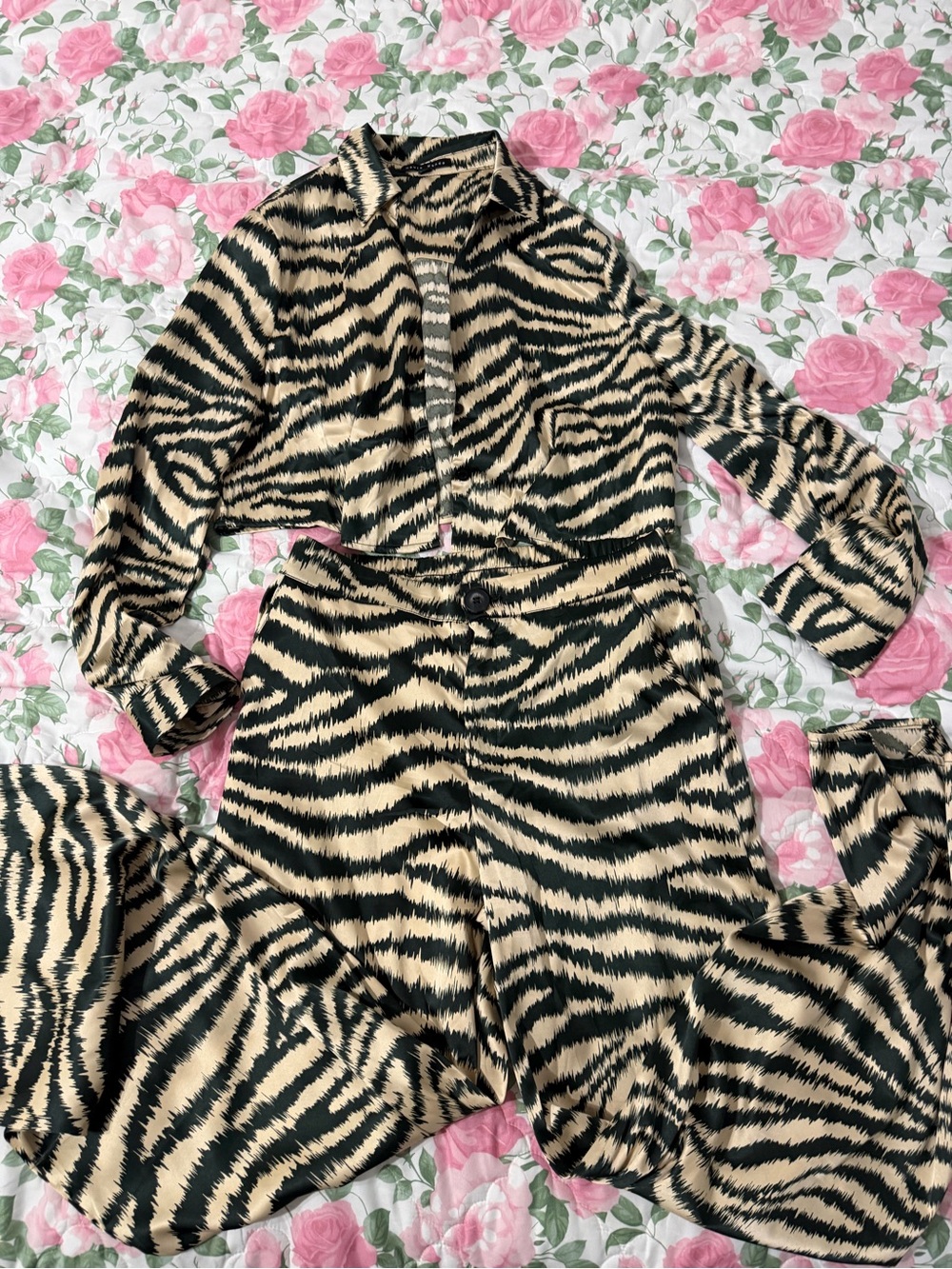 Kids Zebra-Print Set - Black and Cream